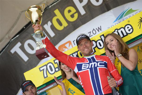 Stage winner Thor Hushovd enjoys his victory